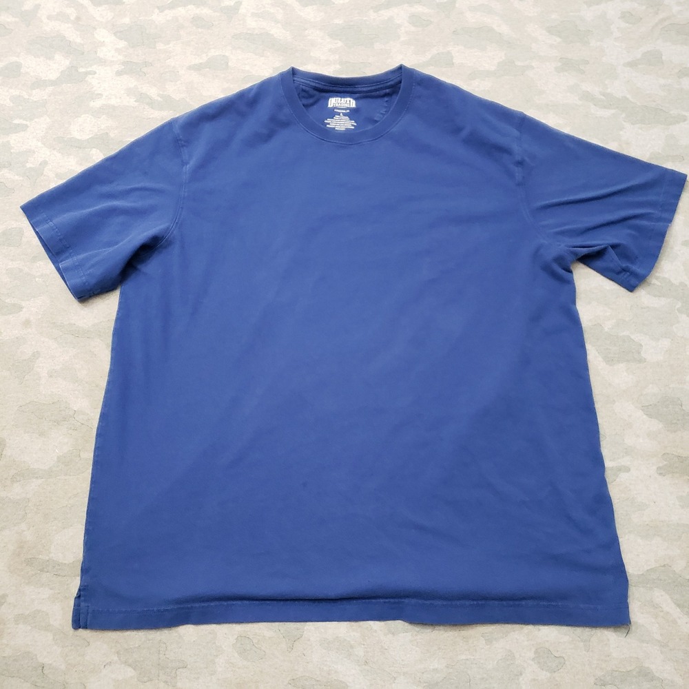 Duluth Trading Co Longtail Shirt Mens Large Blue Short Sleeve